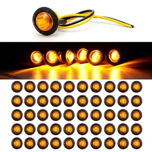 3/4" LED Mini Round Trailer Side Marker Lights - Waterproof Sealed Clearance Signal Lamps, 12V DC Trailer Light Kit for Trucks, Truck Accessories