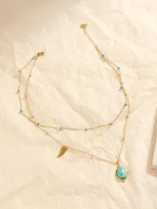 Women's Vintage Fashion Turquoise Decor Pendant Necklace, Beaded Necklace, Elegant Necklace, Trendy All-match & Exquisite Jewelry for Birthday Gift