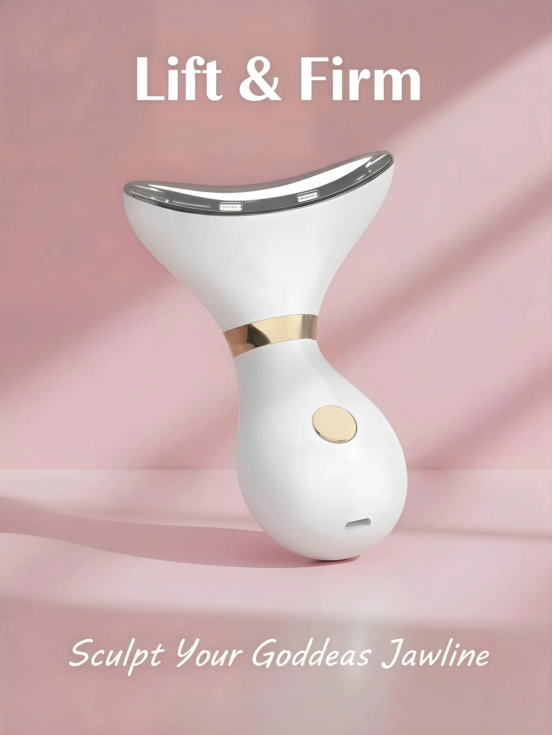 Neck Firming Massager with EMS Microcurrent & Heat, Jawline Sculpting Device, Skin Tightening & Lifting Beauty Tool, Rechargeable Neck & Face Massager for Daily Skincare
