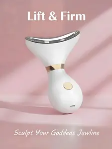 Neck Firming Massager with EMS Microcurrent & Heat, Jawline Sculpting Device, Skin Tightening & Lifting Beauty Tool, Rechargeable Neck & Face Massager for Daily Skincare