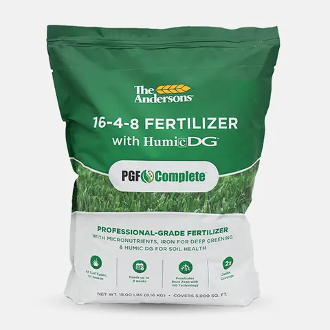 The Andersons PGF Complete Professional-Grade Granular Garden Fertilizer (16-4-8 Ratio) - All Turf Types Outdoor Plant Food with 7% Humic Acid, HumicDG, Iron+Micronutrients, Nitrogen, Quick Green-Up, 8-Week Feeding (Home & Garden Supply)