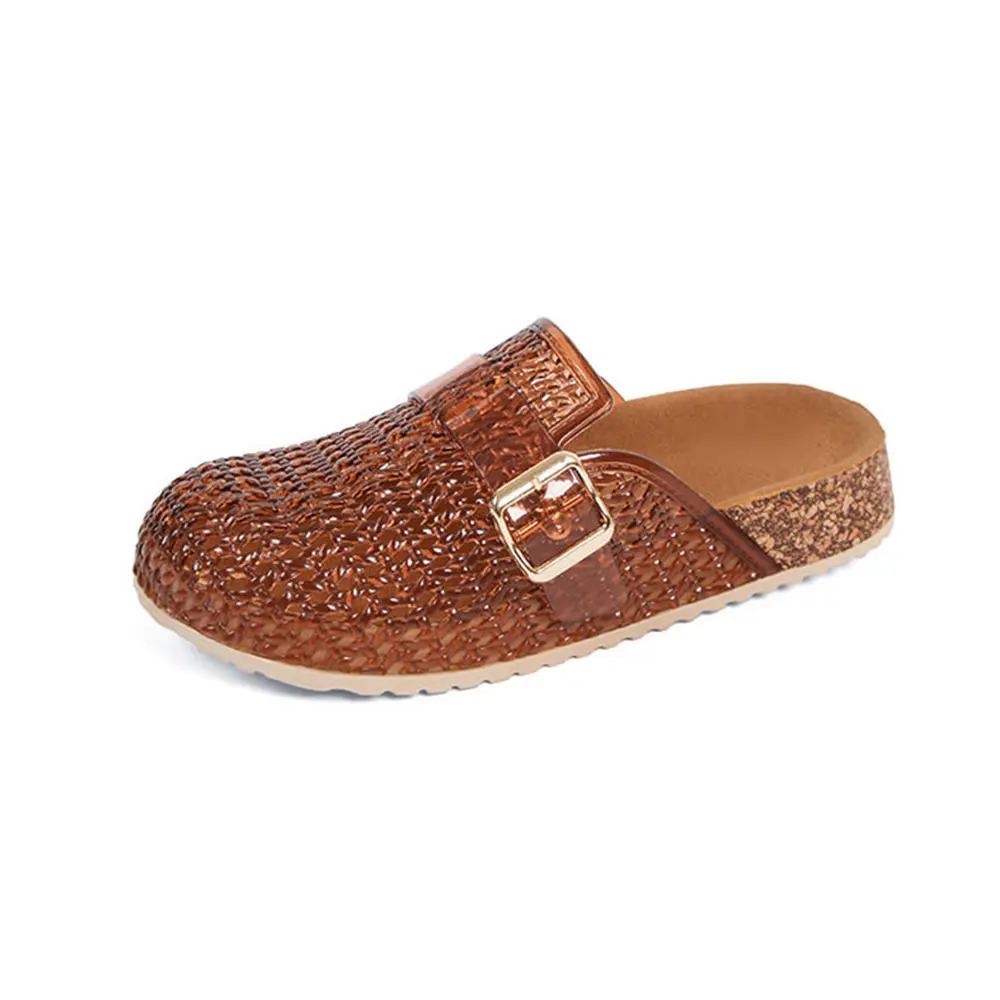Women's Clear Jelly Mules Slip On Sandals Adjustable Buckle Open Toe Comfortable Summer Beach Shoes Lightweight Casual Walking Sandals – Runs Small, Size Up