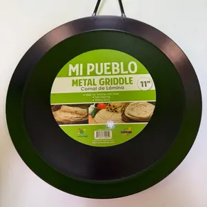 Mi Pueblo 11" Metal Griddle Comal de Lámina Heavy Duty Ideal for Tortillas and Steak