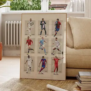 Mbappe Ronaldo Messi Neymar Lamine Yamal Haaland Salah Poster Bundler, Soccer Football Poster, Mid-Century Modern, Uni Dorm Room