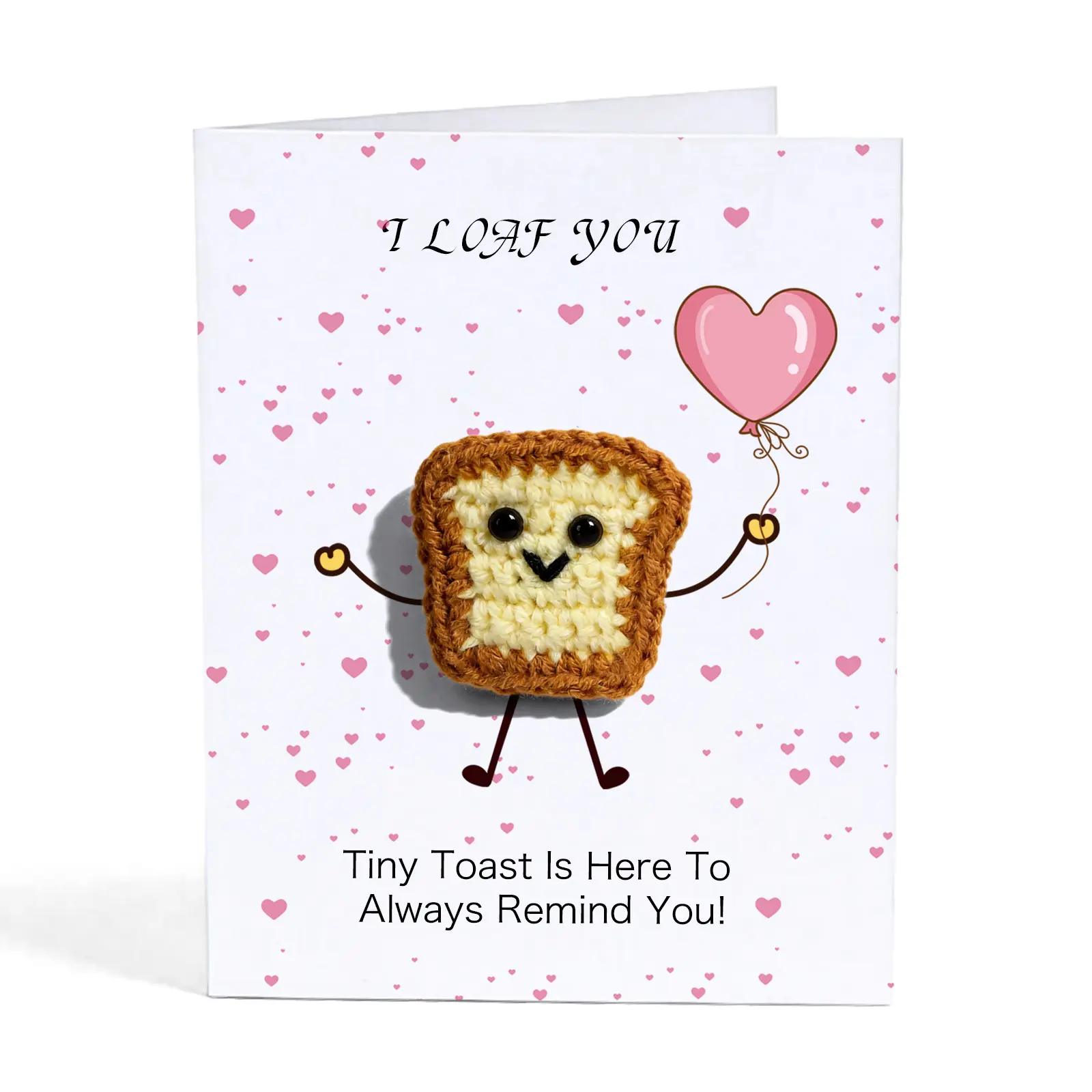 "I Loaf You" Crochet Toast Love Card - Handmade 3D Crochet Toast Anniversary Card for Boyfriend, Girlfriend, Husband, Wife - Funny Romantic Greeting Card with Envelope for Loved One
