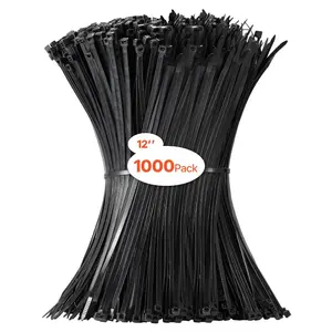 VEVOR 1000 Pack Cable Zip Ties, 12-inch Heavy Duty Cable Wire Ties with 50LBS High Tensile Strength, Multi-Purpose Self-Locking Nylon Tie Wraps, Heat Cold Resistant for Indoor and Outdoor Use