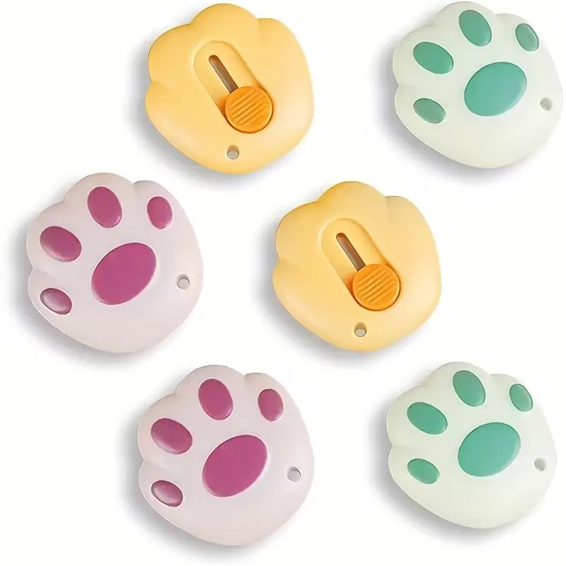 3pcs Mini Cat Claw Utility Knife, Cute Cartoon Paper Cutter, Portable Handheld Craft Knife, Precision Blade, Pocket Knife, Office Staff DIY Enthusiasts
