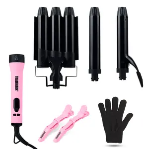 Trademark Mood Interchangeable Iron Kit 1.25 inch, 3 in 1 Hair Iron, Multifunction, Hair Curler, Hair Waver, Lightweight, Quick