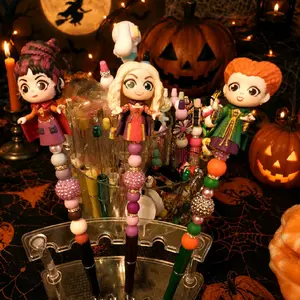 Beaded Pen with Extension Function and Decorative Character Accent