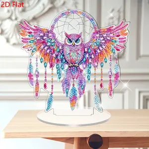 2D Flat -1PC Eagle Dream Catcher Pattern Diamond Painting Desktop Ornaments, 5D DIY irregular shape diamond inlay painting ornaments, Handcrafted acrylic decorative crafts, suitable for home desktop art, is the perfect gift for the holidays