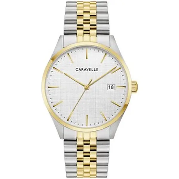 Men's 2-Tone Polished Stainless Steel Caravelle Fashion Watch for Men's Fashion Accessories, Two-Tone