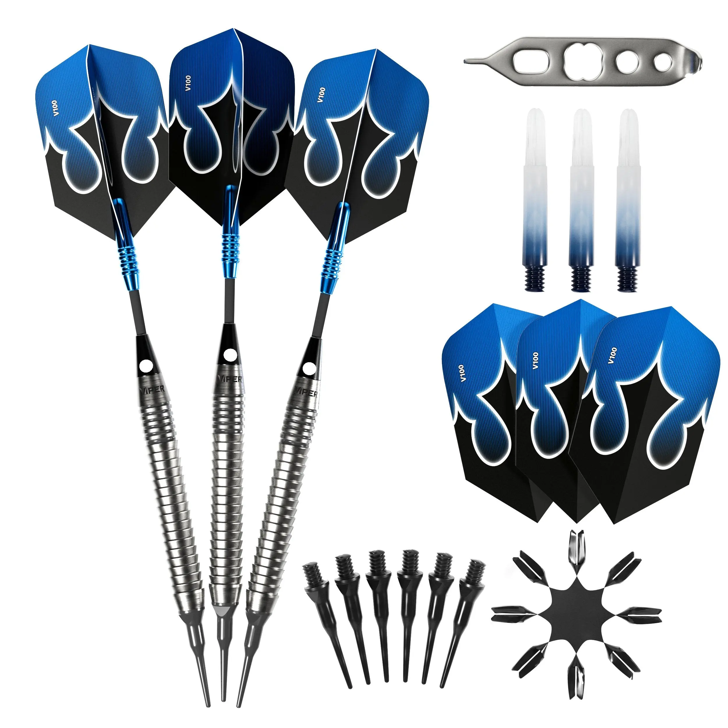 Viper Shot King Soft Tip Dart Set with Nomad Dart Case | 80% Tungsten | Blue | 20 Grams Darts Tips Pro