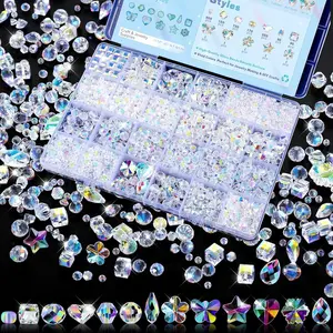 2836 count Glass Beads for  Making - High Shine, Faceted Cut Design  Beads,  Beads with Loose Beads, DIY Bracelet Necklace Earring Craft Kit with Organizer Box, AB Color