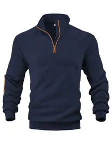 Men's Plaid Half Zip Stand Collar Sweatshirt Casual Loose Fit Pullover with Elbow Patches for Autumn Winter Cold Weather Outfits in Green Beige Black White Gray brent  rivera  merch whatever  sweater new  york  outfit comfy  outfits quarter  zip  jeans un