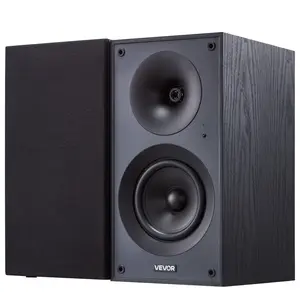 VEVOR Powered Bookshelf Speakers, 25W x 2, Active Studio Monitor Speaker with 5.25 Inch Woofer, Bluetooth/RCA/Coaxial/Optical/USB/Subwoofer Connection, Wooden Enclosure, for Record Player Turntable PC