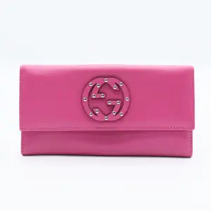 Pre-owned GUCCI Leather Small Leather Goods Interlocking G Logo Continental Wallet w20660