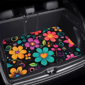 ‌All Weather Car Trunk Mat 75x100cm Multicolor Floral Waterproof Cargo Liner Durable Rear Trunk Mat Easy Clean Vehicle Interior Accessories Universal Fit Most Car Models SUV Truck Van‌Everlanelnspired17