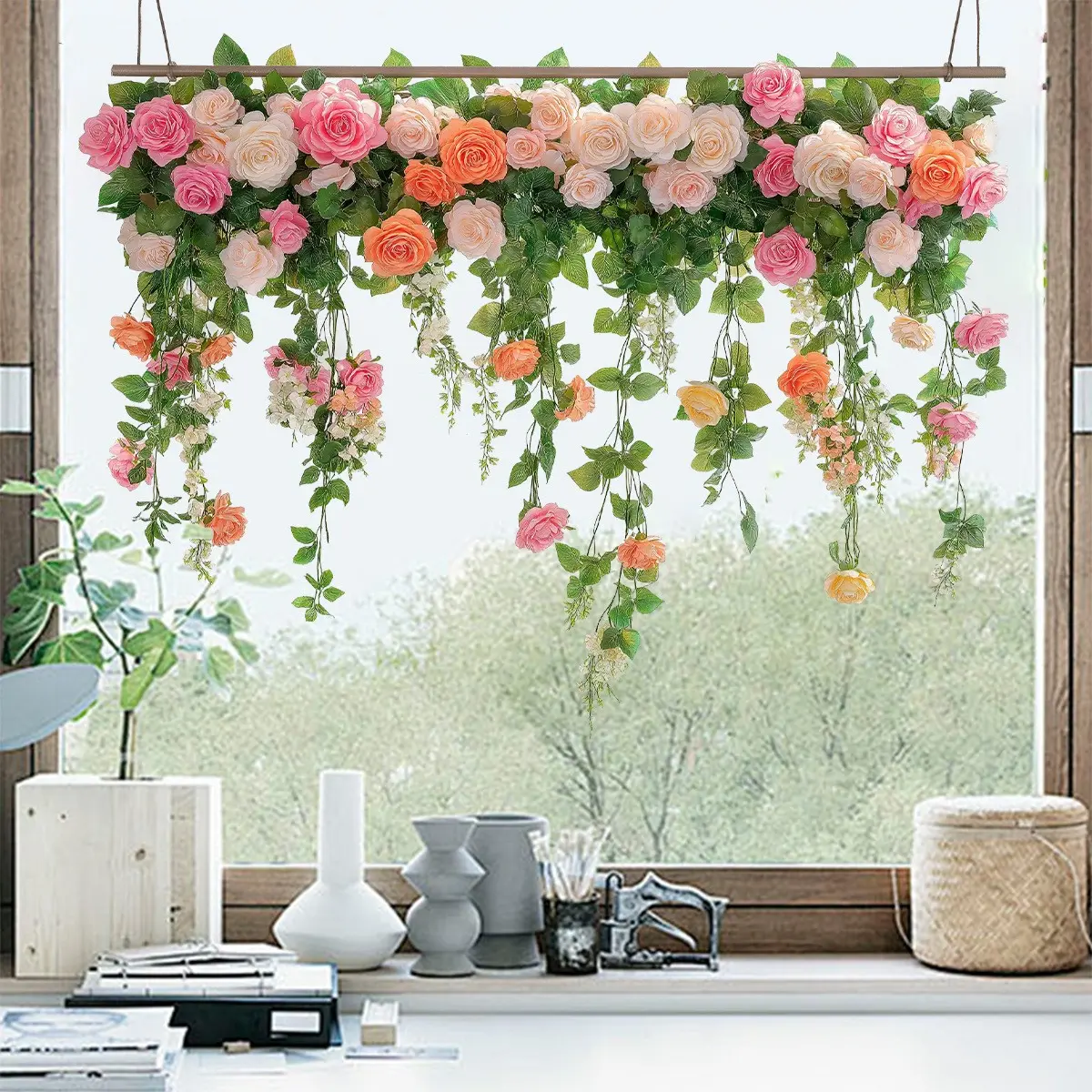 Spring Floral Flower Plant Butterfly Wall Sticker Window Decal Glass Paper Home Decor PVC Self-Adhesive Wall Decoration