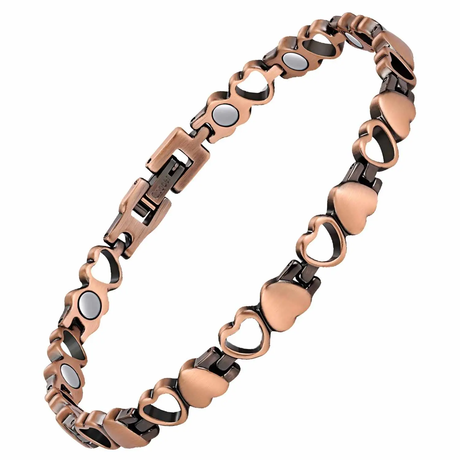 Copper Heart Link Magnetic Bracelet & Anklet for Women, Adjustable Tool Copper Jewelry Gift for Her