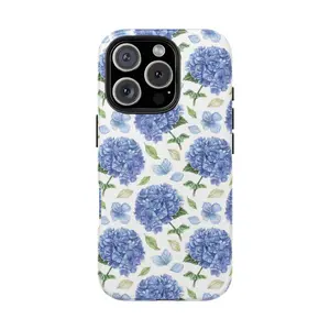 Blue Hydrangea Phone Case: Floral Tough Phone Cover