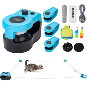 APWIKOGER Interactive Cat Toy Chase Run Exercise Mental Stimulation Cat Feather Toy Treadmill Kitten Toy for Bored Kitten Puppy Play with Remote Control & Accessories
