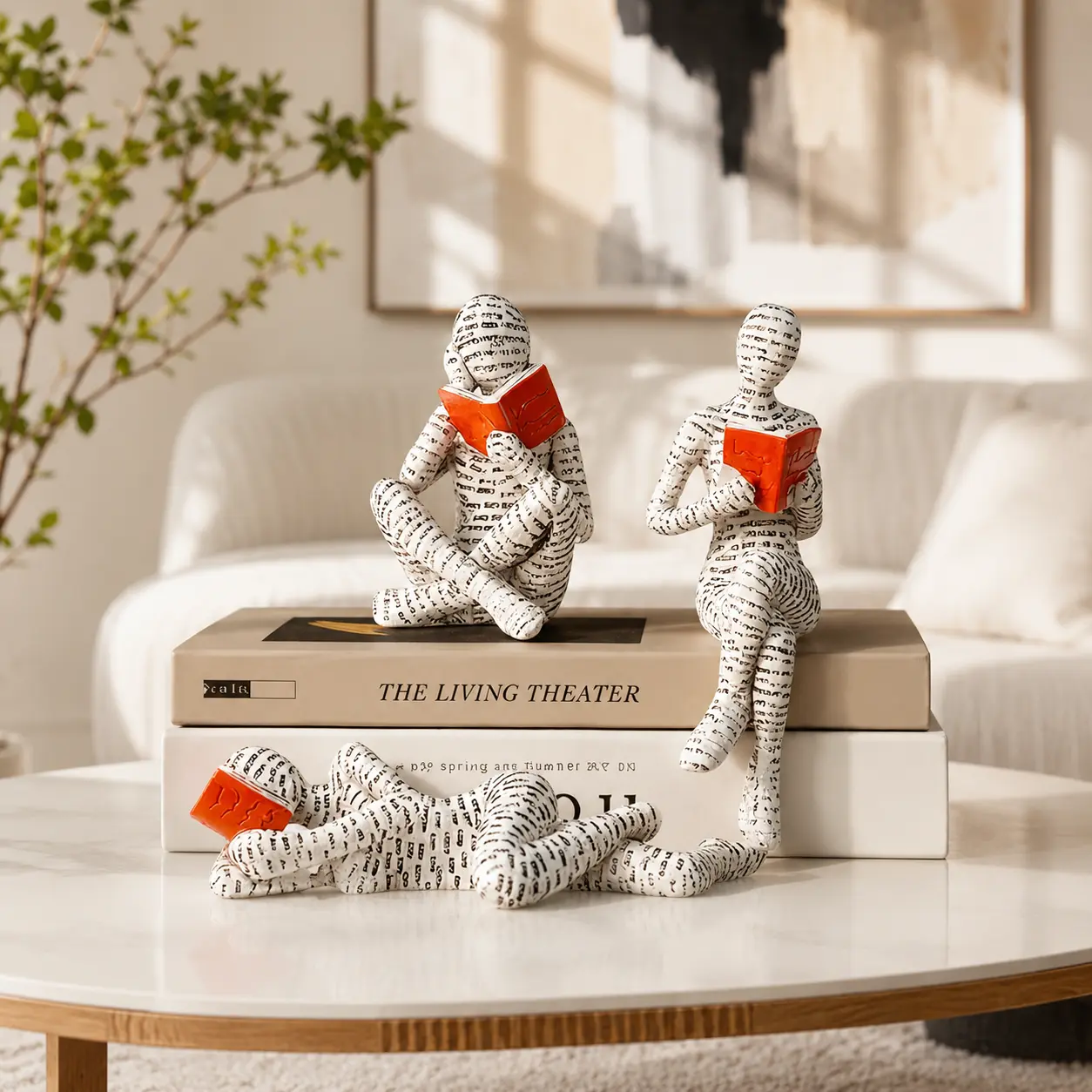 Elegant Artificial Resin Reading Figurine - Contemporary Art Statue, Decorative Accent Statue for Book Lovers, Bookshelf & Desk Sculpture, Home Library Gift, Artificial Resin Statues, Contemporary Art Statues