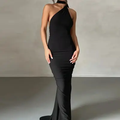 Black Long Dress No Sleeve - TikTok Shop