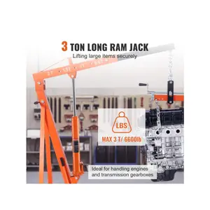 Hydraulic Long Ram Jack, 3 To 8 Ton Engine Hoist Cylinder, With 1 To 2 Piston Pump Or Air Pump And Clevis Base Or Flat Base Hydraulic Ram Cylinder For Engine Lift Hoists Hydraulic Garage Shop Cranes Mechanical Farm