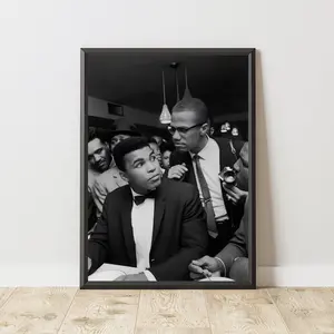 Muhammad Ali and Malcolm X Poster, Muhammad Ali Poster, Muhammad Ali Print, Malcolm X Poster, Malcolm X Print, Famous History Moment