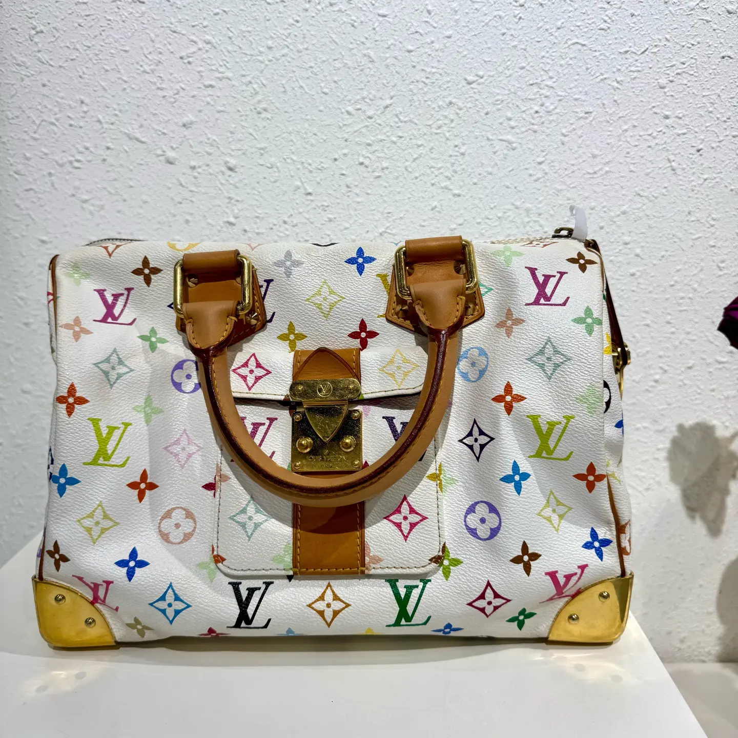 Pre-owned Louis Vuitton Takashi Murakami Monogram Multicolore Speedy 30 Authentic Classic White Handbag, Authentic Bag, Classic Handbag, Aesthetic Shoulder Handbag