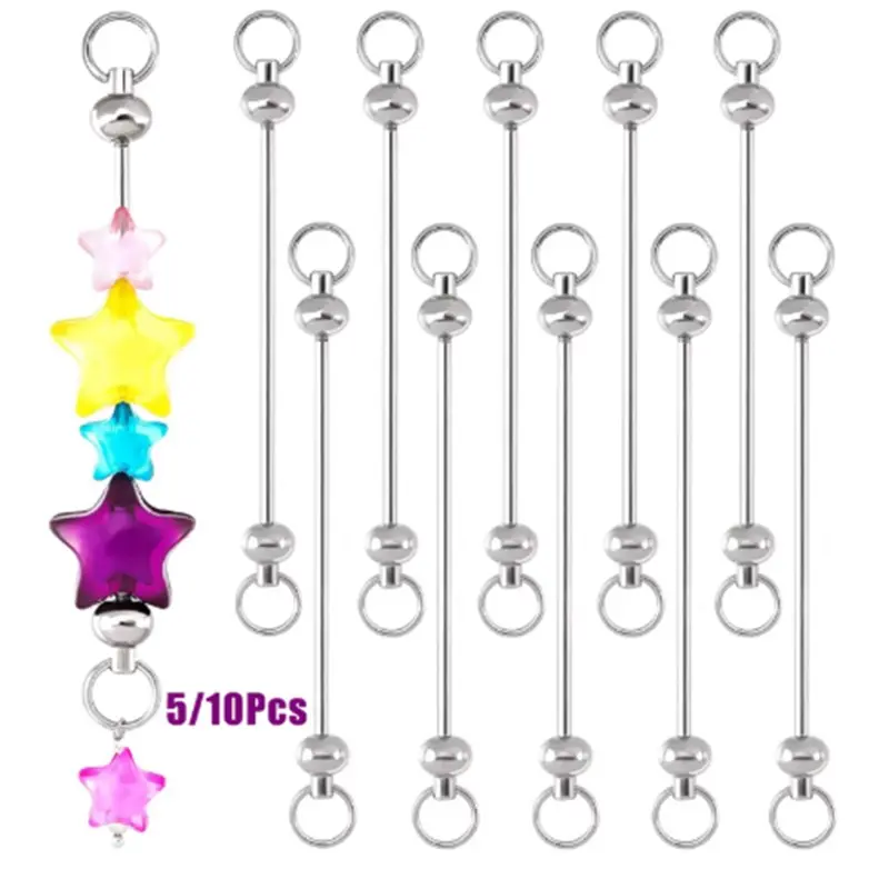 5/10pcs Beadable Keychain Bar Blank, Detachable Metal Bead Keychain Bars, DIY Pendant Keychains Accessories, Craft Supplies, Keychain Attachment, Keychain Charm