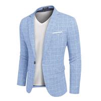 Plaid Blazer - Sky Blue