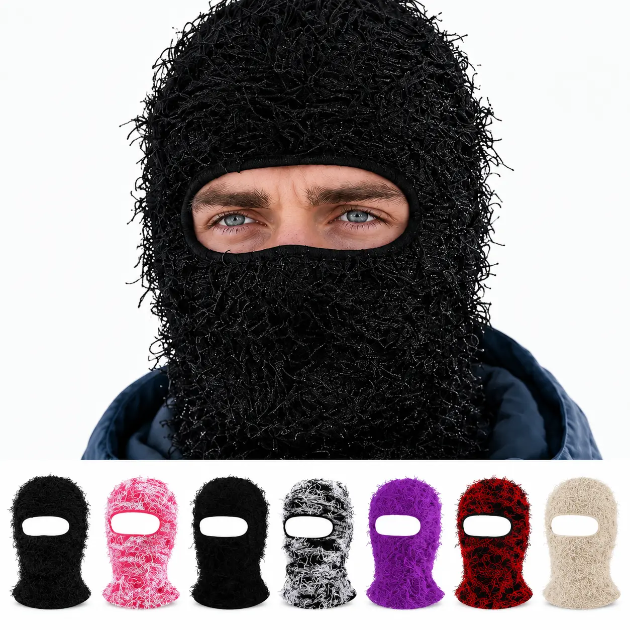 【Black Friday】Unisex Fuzzy Faux Fur Balaclava Ski Mask - Warm Winter Full Face Cover for Cold Weather Skiing