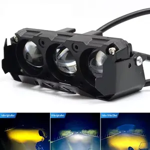 3 Lens Super Bright Light Motorcycle Headlights Led Lens Spotlight Moto Fog Lamp Motorcycle High Low Beams Led Bar Light Work Light Scooters