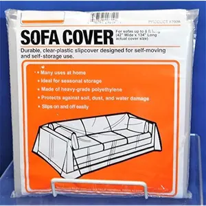Moving & Storage Sofa Cover (Fits Sofas up to 8' Long) - Water Resistant Plastic Sheet Couch Protection - 42" x 134" (1-Pack)