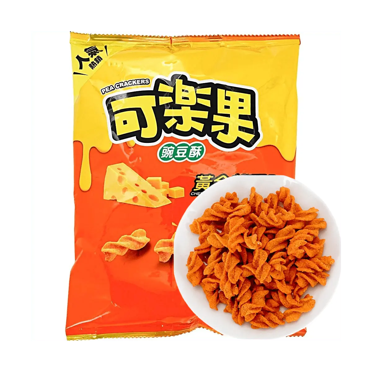 LIANHWA Taiwan Kuai Lo Kuo Pea Crisps - Golden Cheese Flavor 88g | Savory Snack, Crunchy, Taiwanese Delicacy