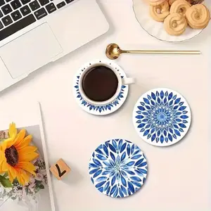 Mandala Flower Pattern Coaster, 6 Counts/set Heat Resistant Non-slip Coffee Cup Mat, Decorative Coaster for Home Office Restaurant