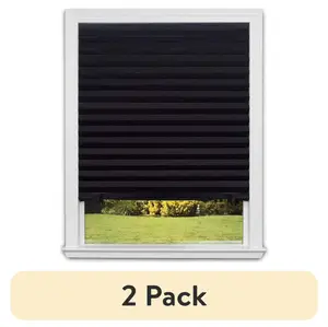 2 Pack Blackout Pleated Paper Shades, Black, 36 x 72 in