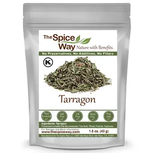 The Spice Way Tarragon Leaves - Pure Flavor Herb with Licorice Scent - Resealable Bag - No Preservatives Additives or MSG - Premium Quality - 1.5 oz