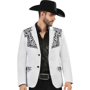 Lamasini Western Blazer Bold Elegance with Modern Edge Black Red Embroidery Stylish Men's Jacket High-Quality Fabric Double-Button Closure