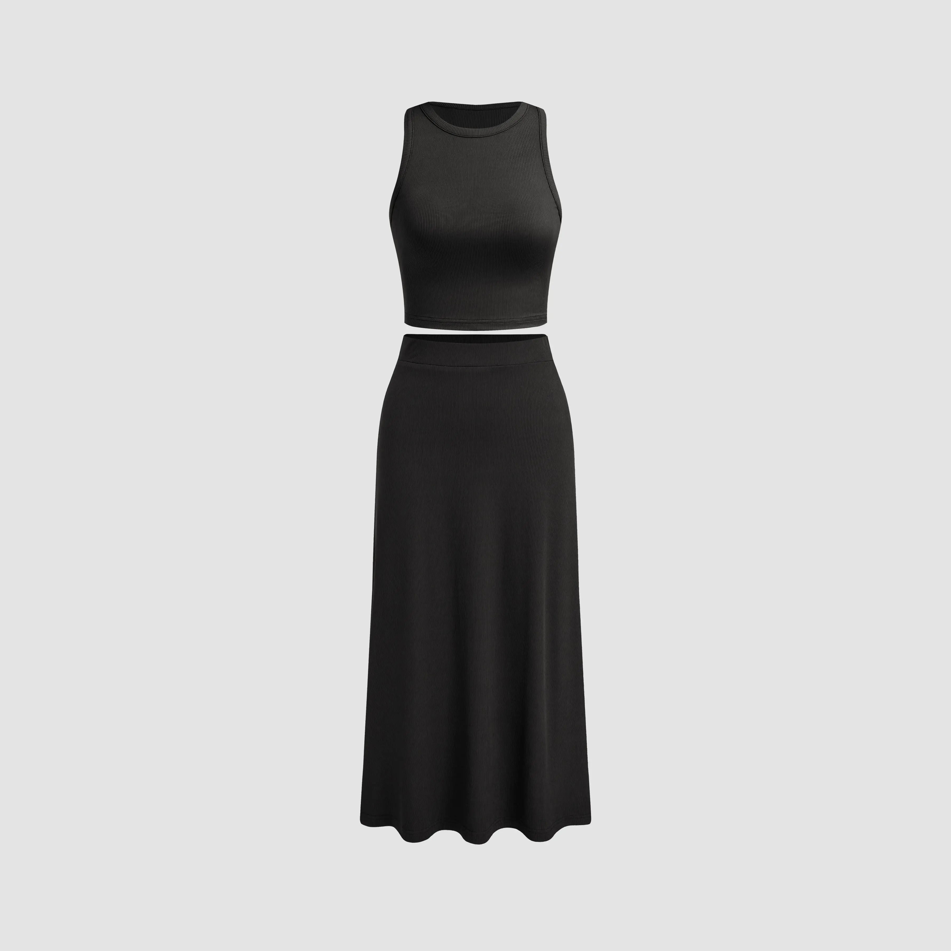 Cider [3 colors, size 2-10] Round Neck Solid Tank Top & Mid Rise Maxi Skirt SohoChic