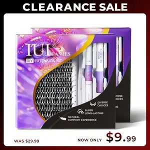 IUI Lash Clusters Extension Kit | DIY Individual Eyelashes, 0.05mm Ultra-Thin Band | Lightweight Natural Look, Waterproof, Long-Lasting, Beginner Friendly