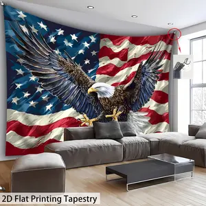 2D Flat, [2D Flat Printing]1pcs Ultra Large Size Color National Flag Eagle Tapestry- High Definition Printing- Polyester- Home Decoration Suitable Living Room Bedroom Office Hostel with Free Hanging Clips, 2D Flat