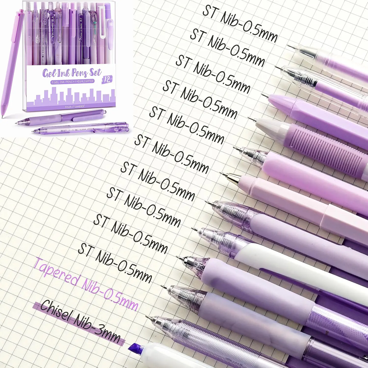12pack/Purple(black ink*11+Highlighter*1)