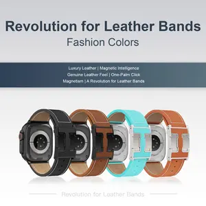 MAG-SNAP LUXURY: Full-Grain Leather Magnetic Band for Smart Watch | 8-Point Adjustable Fit | 44mm / 45mm / 46mm / 49mm Square Smartwatches Elevate Your Everyday Style [WATCH NOT INCLUDED]