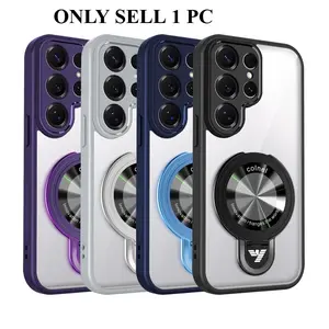 Luxury Transparent Acrylic Case For Samsung Galaxy S26/S25/24/23/22/Ultra/Plus FE S25Edge Camera Protection Kickstand Ring Cover