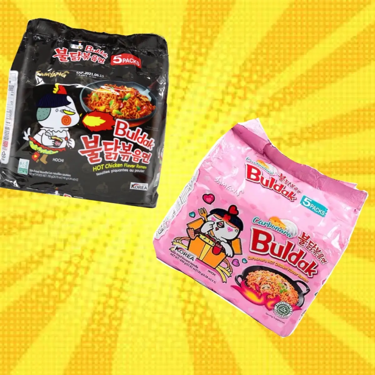 ORIGINAL SPICY AND CARBONARA BULDAK NOODLES️!! ORIGINAL SPICY AND CARBONARA BULDAK NOODLES️!!