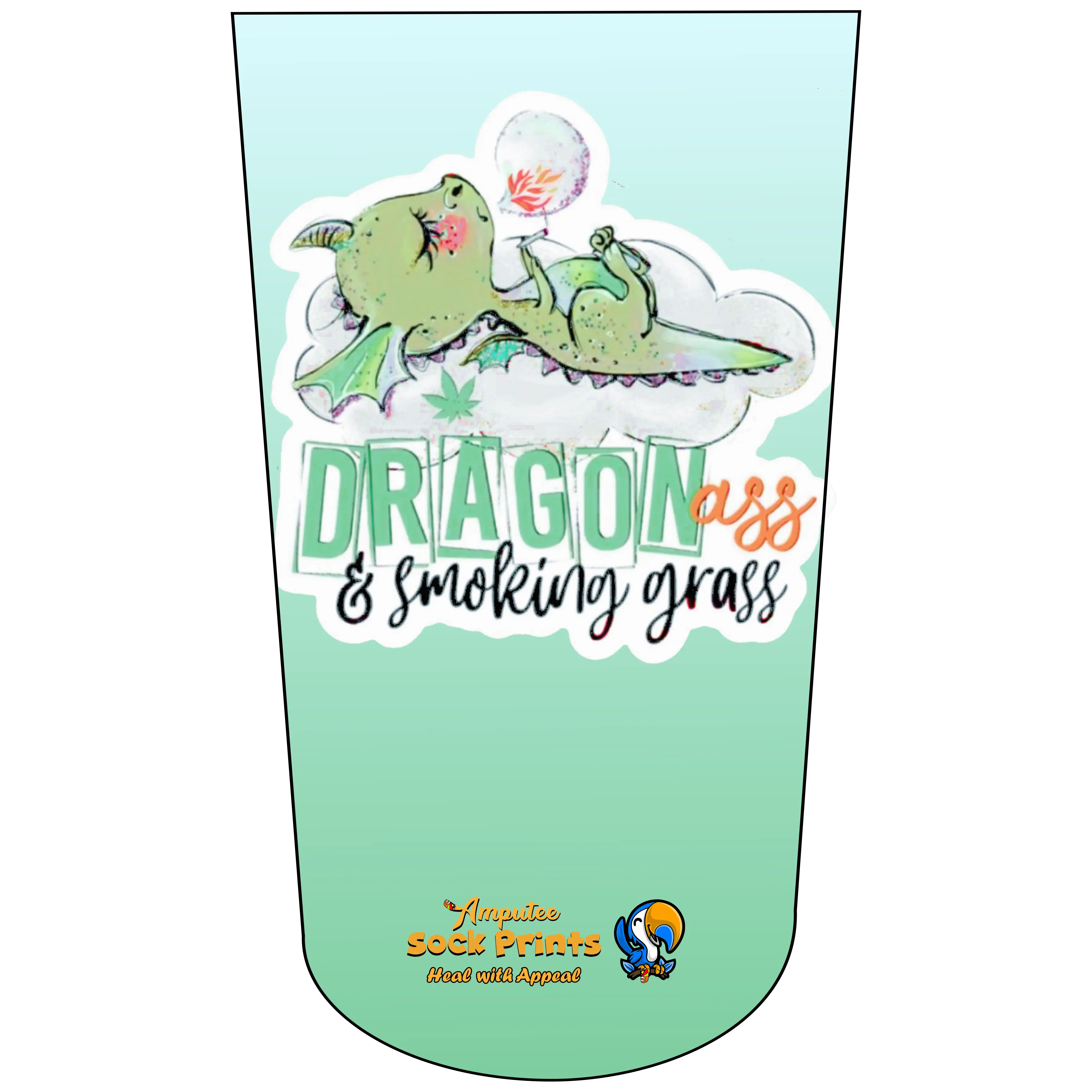 Men's 3-Ply Amputee Prosthetic Stump Sock, Polyester Blend, Stretches, Machine Wash, Funny "Dragon Smokin V2 Mockup" Design with Relaxing Vibe