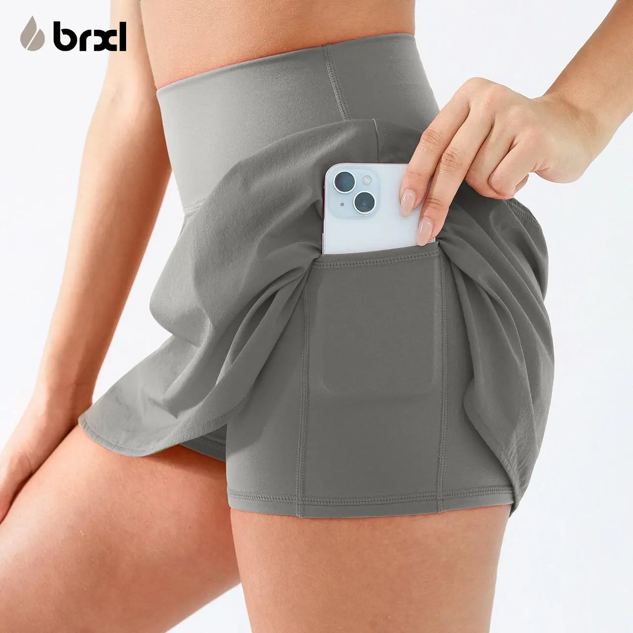 BRXL Women's High-Waisted Tennis Skort with Built-in Integrated Shorts, Pockets, Breathable Sweat-Wicking Fabric for Golf, Running,summerwins
