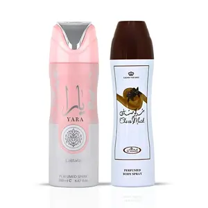 Yara by Lattafa & Choco Musk by Al Rehab - Deodorant Sprays 200ml (6.7 oz) | From Sweet Tropical Florals to Decadent Cocoa, This Bundle Wraps You in Cozy Elegance (Bundle)